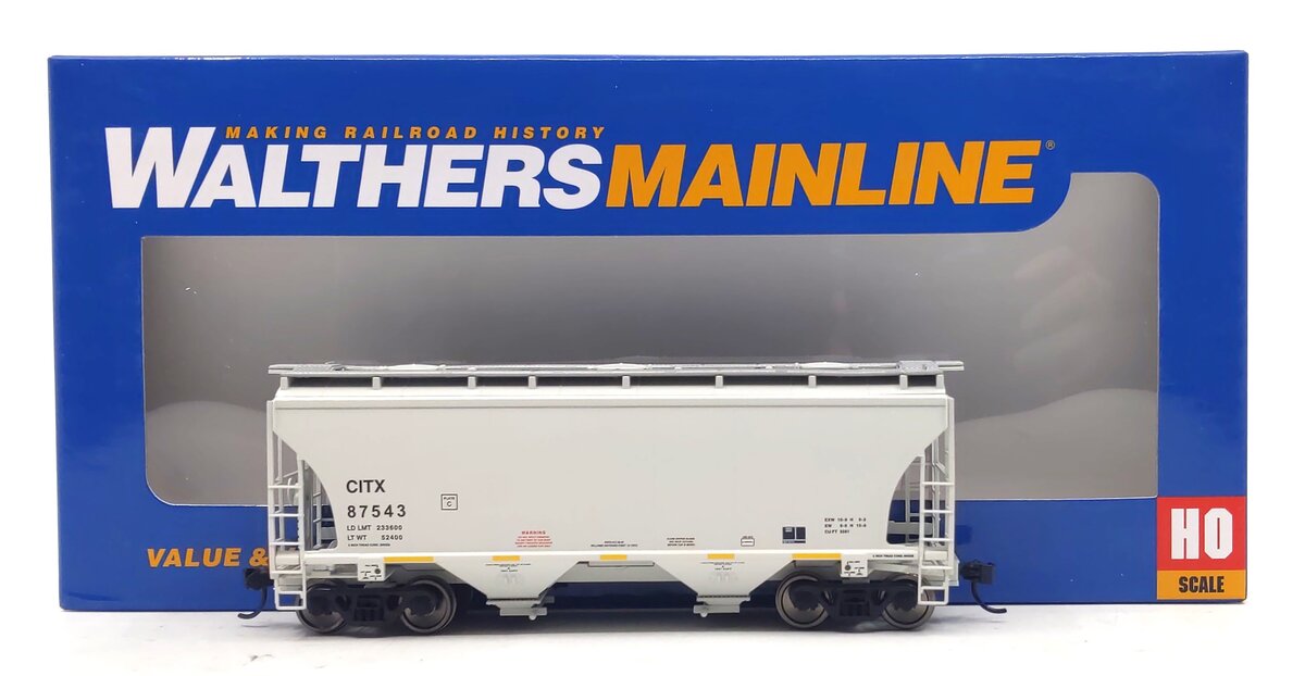 Walthers 910-7570 HO CITX RTR 39' Trinity 3281 2-Bay Covered Hopper #87543