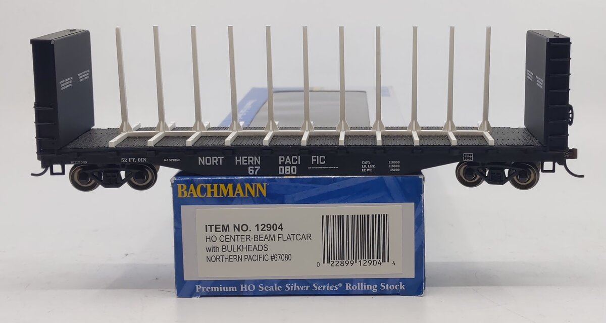 Bachmann 12904 HO Northern Pacific 52' Center-Beam Flatcar #67080