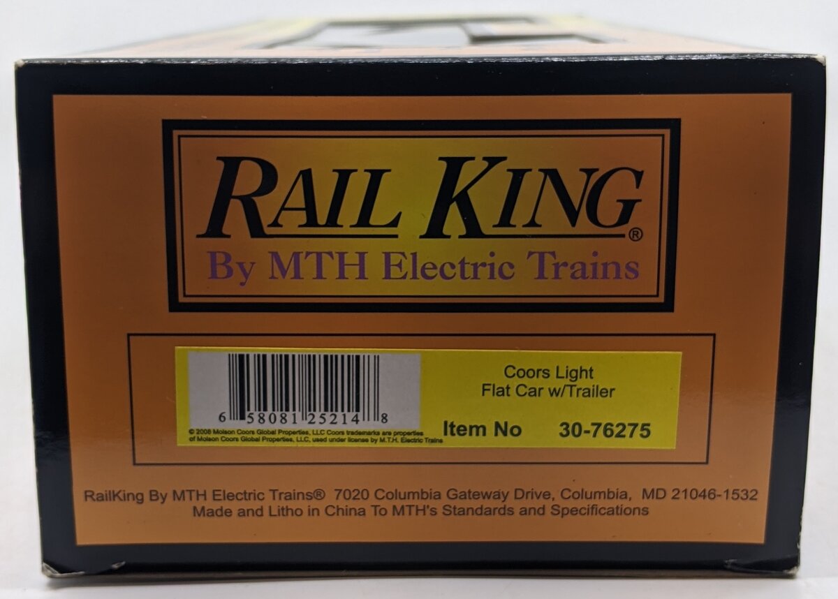 MTH 30-76275 O Gauge Coors Light Flat Car w/ith Trailer