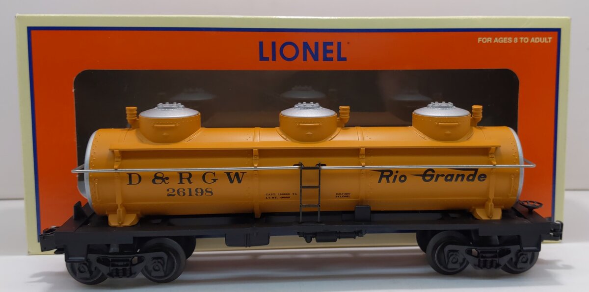 Lionel 6-26198 Rio Grande 3-Dome Tank Car