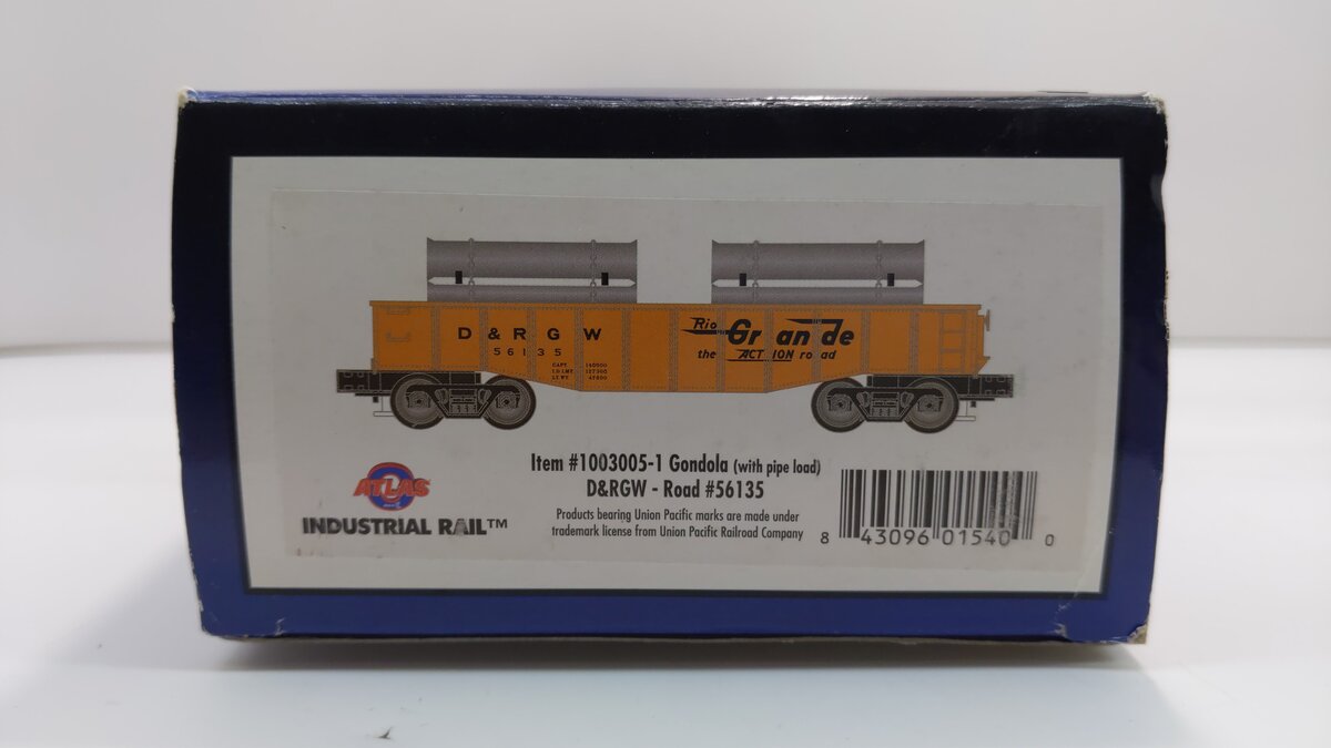 Atlas 1003005 O D&RGW IR Gondola/Pipe Load #56135