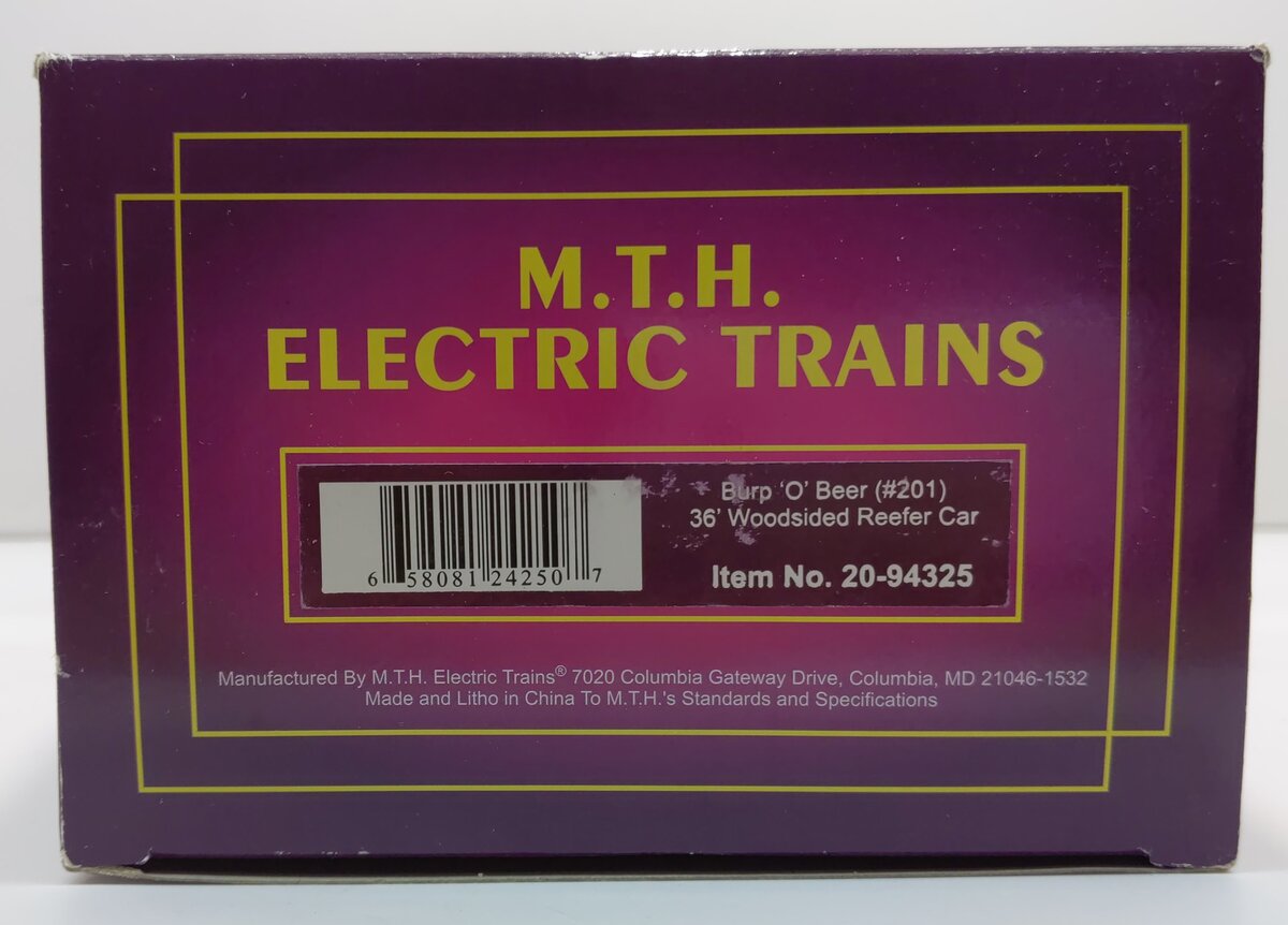 MTH 20-94325 O Burp-Oh Beer 36' Woodsided Reefer Car #201