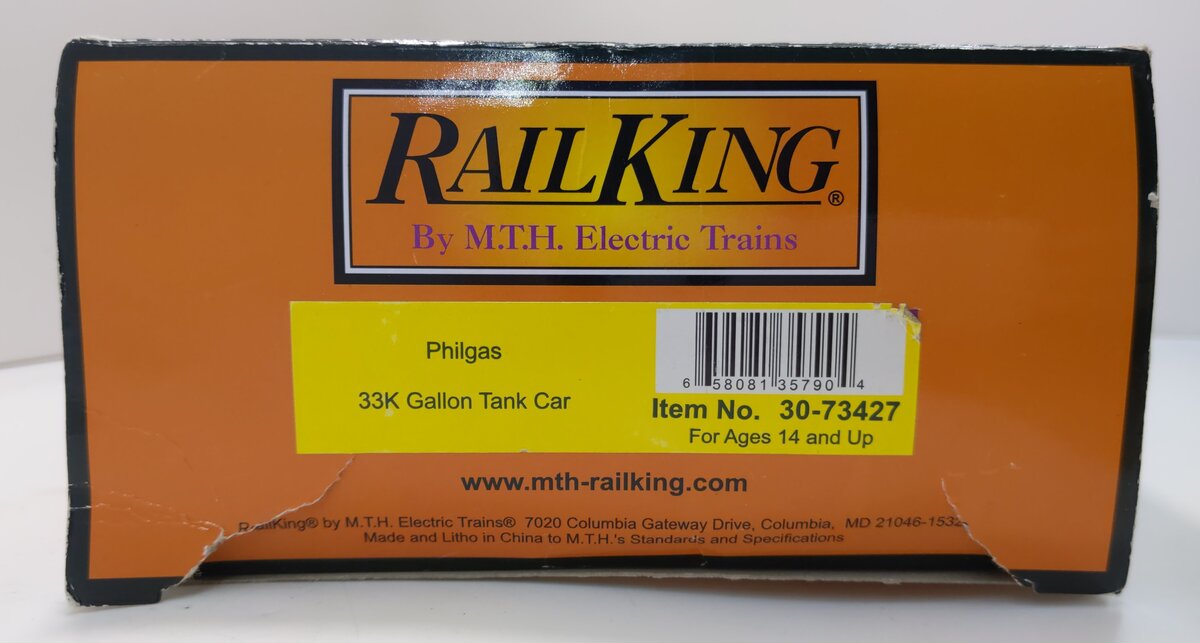 MTH 30-73427 O Philgas 33,000 Gallon Tank Car #30038