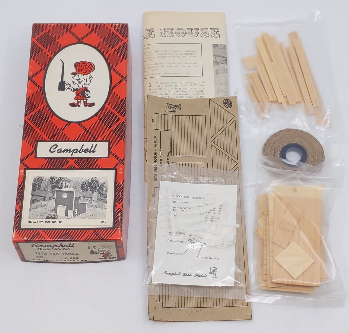 Campbell Scale Models 355 HO Scale 1875 Fire House Building Kit