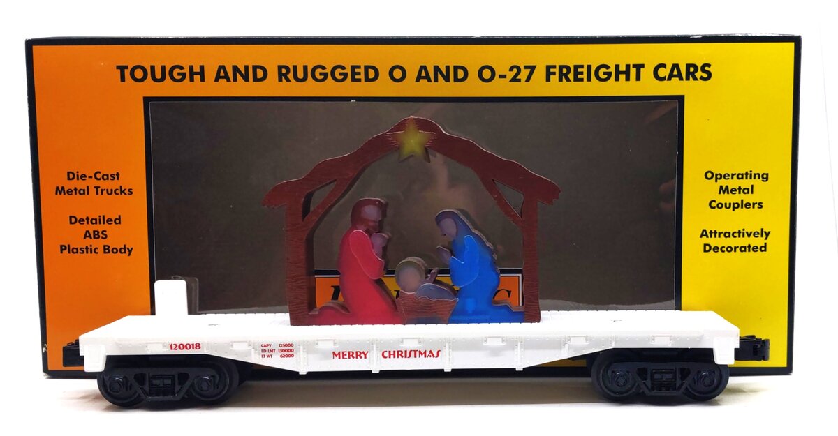 MTH 30-76769 O Christmas White Flat Car with Lighted Nativity Scene