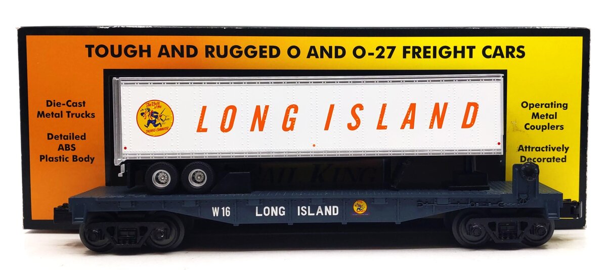 MTH 30-76656 O Gauge Long Island RailKing Flat Car with 40' Trailer