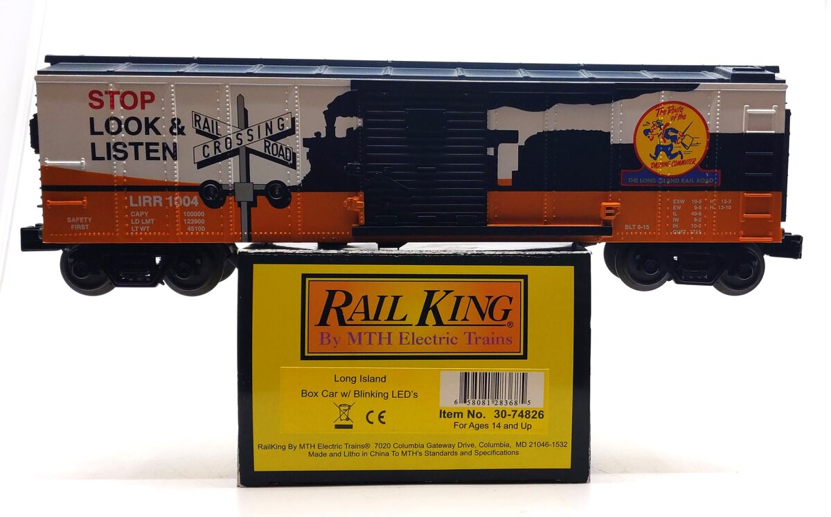 MTH 30-74826 O Long Island Steel Boxcar with LED Lights #1004