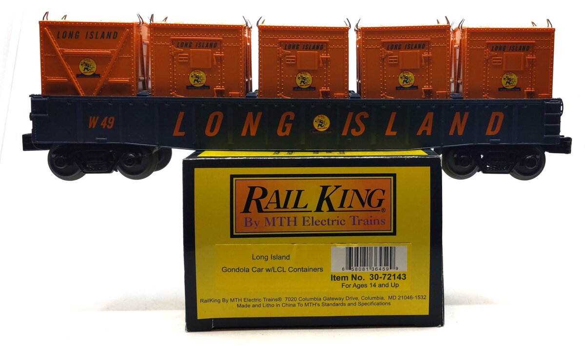 MTH 30-72143 O Long Island Gondola w/LCL Containers