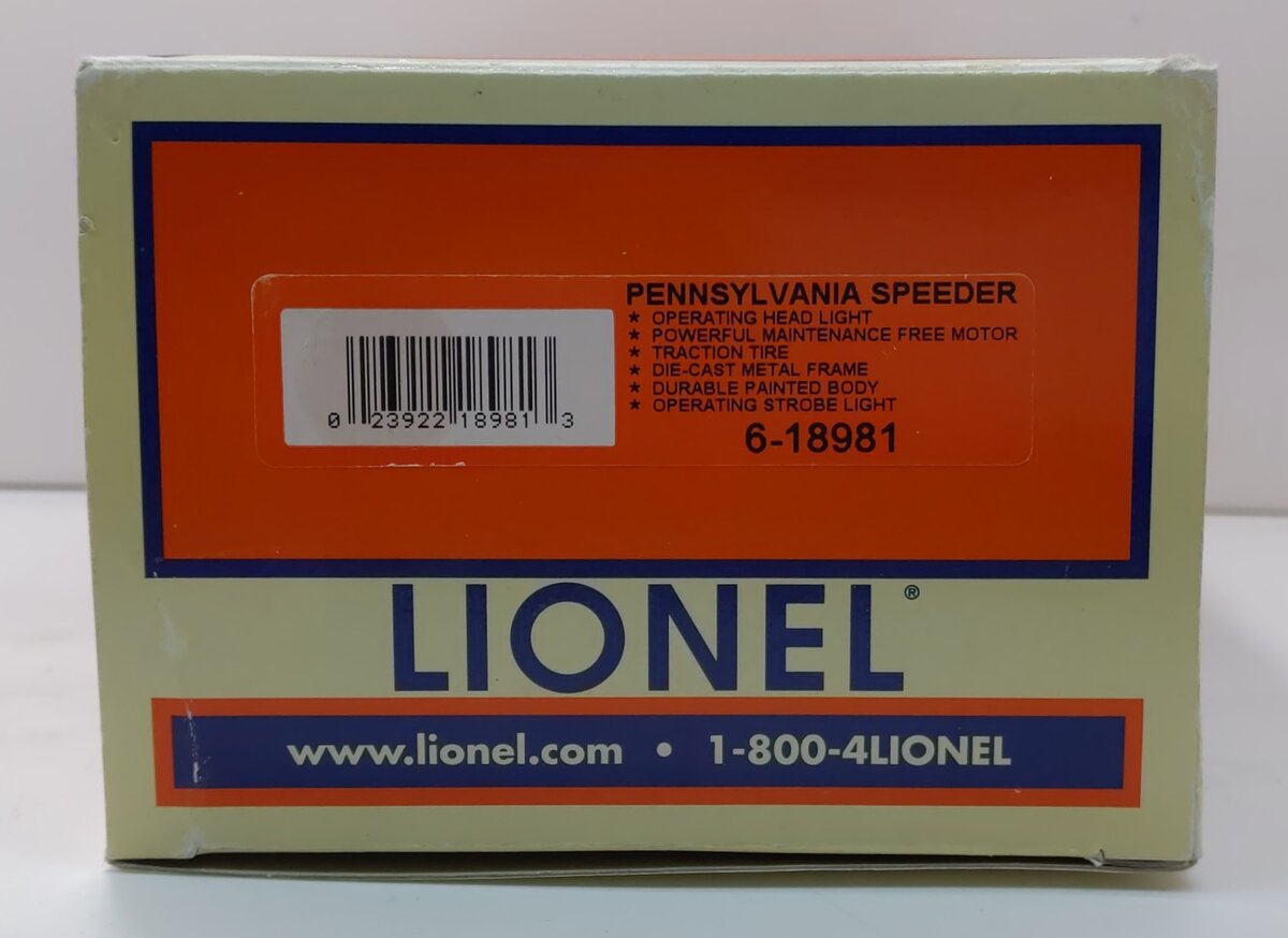 Lionel 6-18981 O Gauge Pennsylvania MOW Speeder