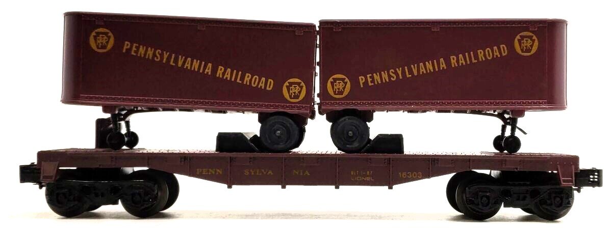Lionel 6-16303 O Gauge Pennsylvania Flatcar w/Trailers #16303