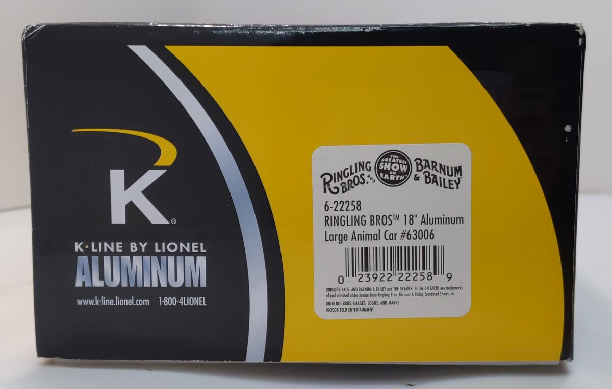 Lionel 6-22258 O Gauge Ringling Bros. 18" Aluminum Large Animal Car