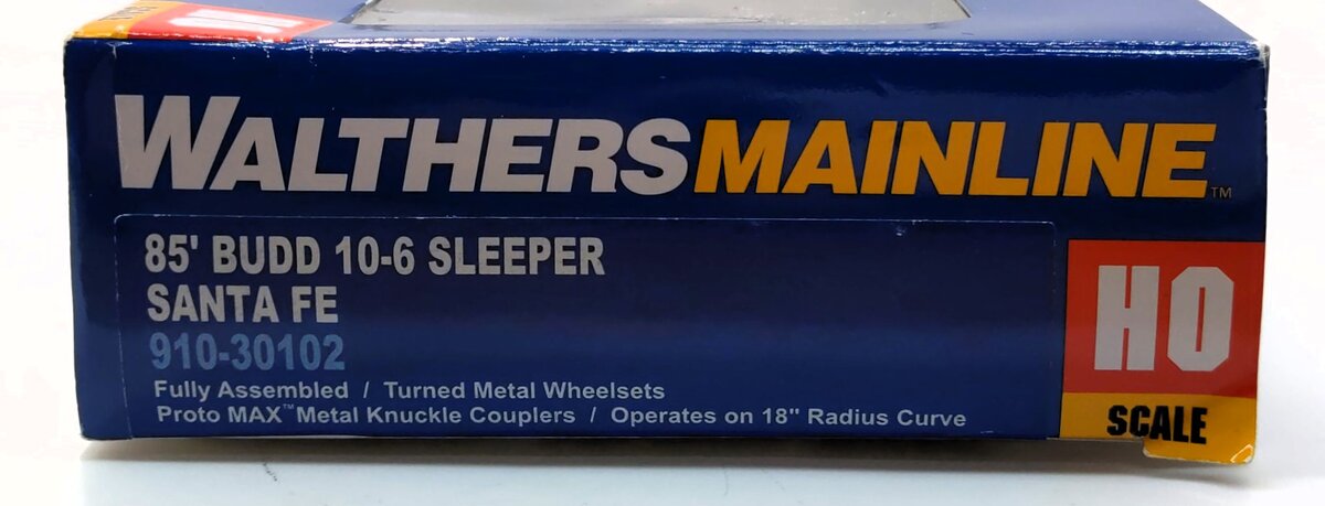 Walthers 910-30102 HO Santa Fe 85' Budd 10-6 Sleeper - Ready to Run