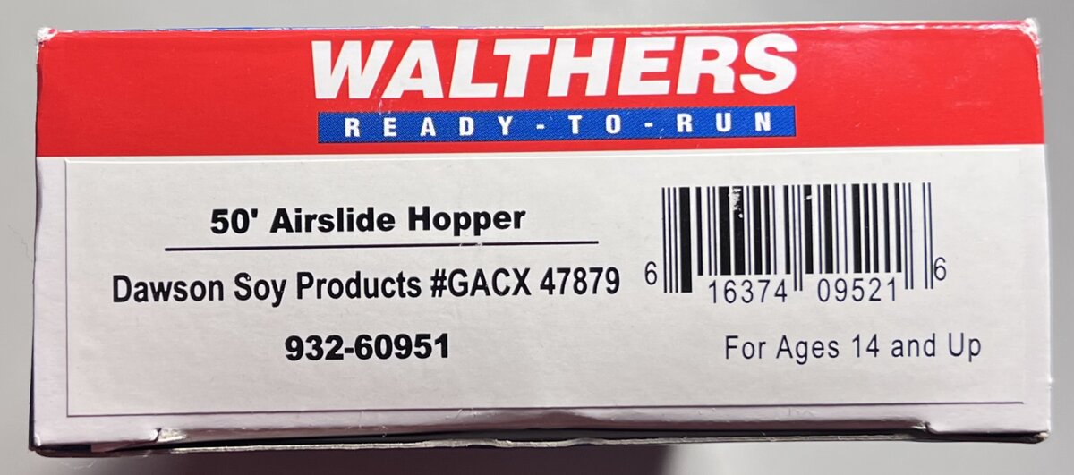 Walthers 932-60951 HO Scale Dawson Soy 50' Airslide Hopper #47879
