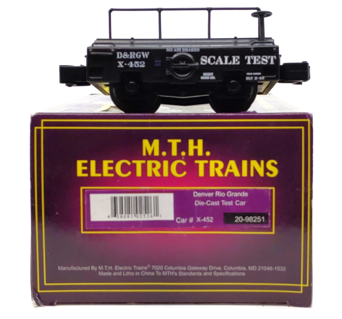 MTH 20-98251 O Rio Grande Test Car #X452