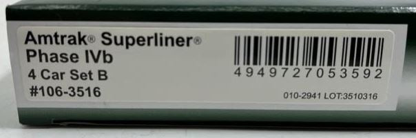 Kato 106-3516 N Scale Amtrak Superliner Phase Ivb Passenger Car Set B (Set of 4)
