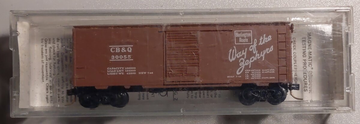 Brooklyn Locomotive Works BLW-25 N Scale CB&Q Kadee Special Run Boxcar #30055