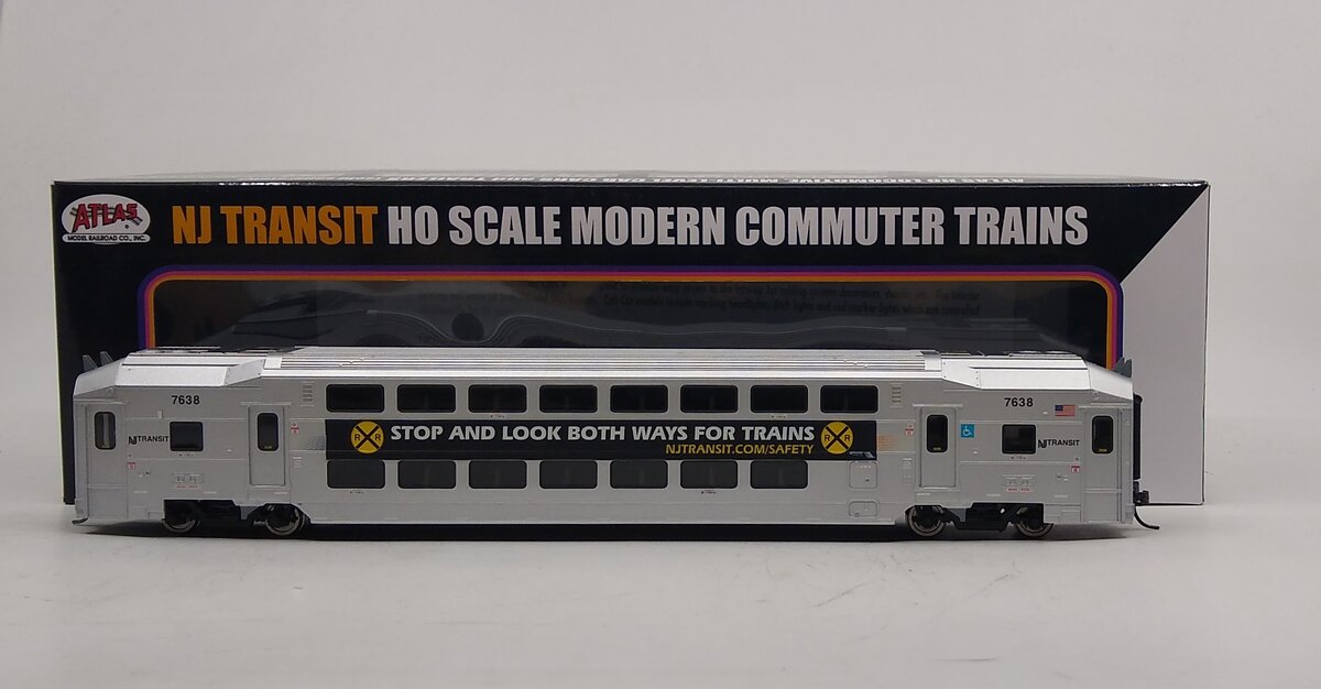Atlas 20004129 HO New Jersey Transit Multi-level Commuter Coach Trailer #7638
