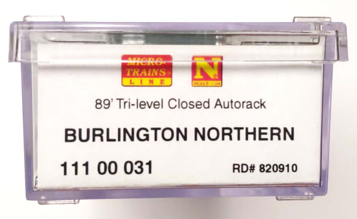 Micro-Trains 11100031 N Scale BN 89' Tri-Level Enclosed Autorack #820910