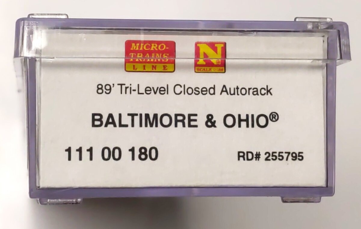 Micro-Trains 11100180 N Baltimore & Ohio 89' Tri-Level Enclosed Autorack #255795
