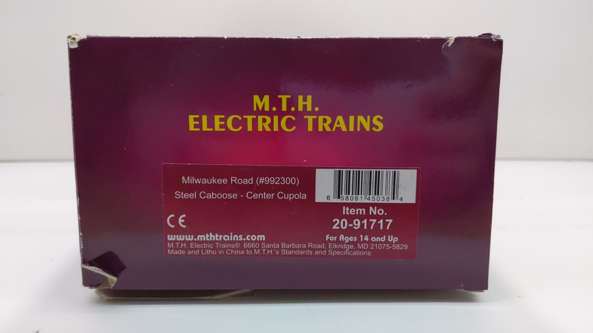 MTH 20-91717 O Milwaukee Road Center Cupola Steel Caboose #992300