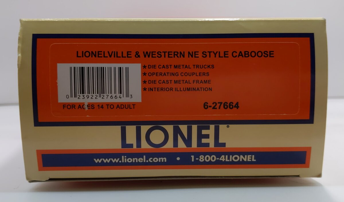 Lionel 6-27664 O Gauge Lionelville & Western NE Style Caboose #2764