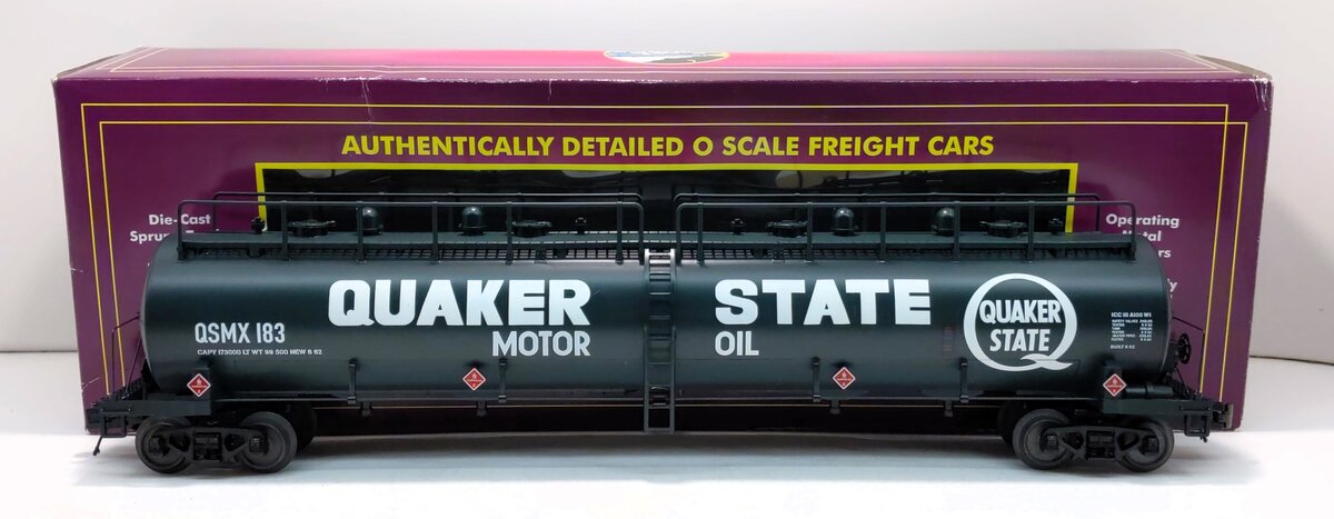 MTH 20-96232 O Quaker State 20K Gallon 4-Compartment Tank Car #183