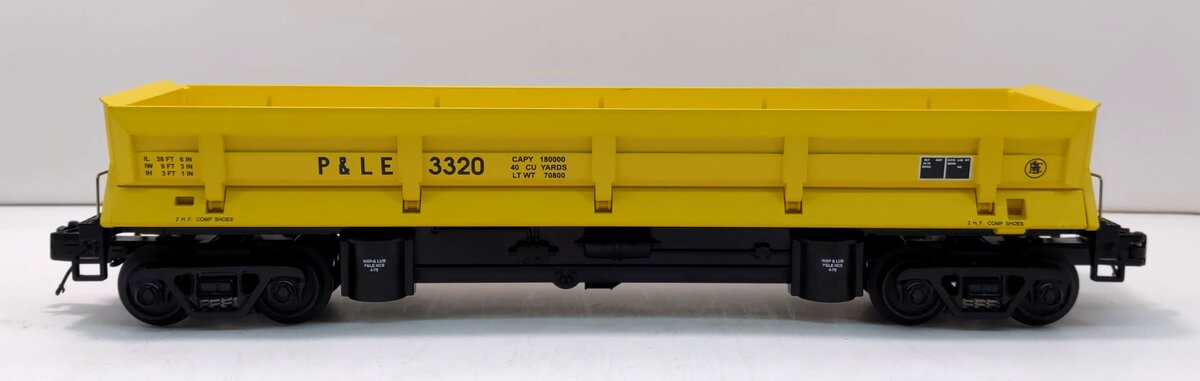 MTH 20-98594 O P&LE Operating Dump Car w/Pipe Load #3320