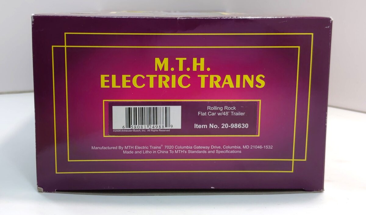 MTH 20-98630 O Gauge Rolling Rock Flat Car w/48’ Trailer #33
