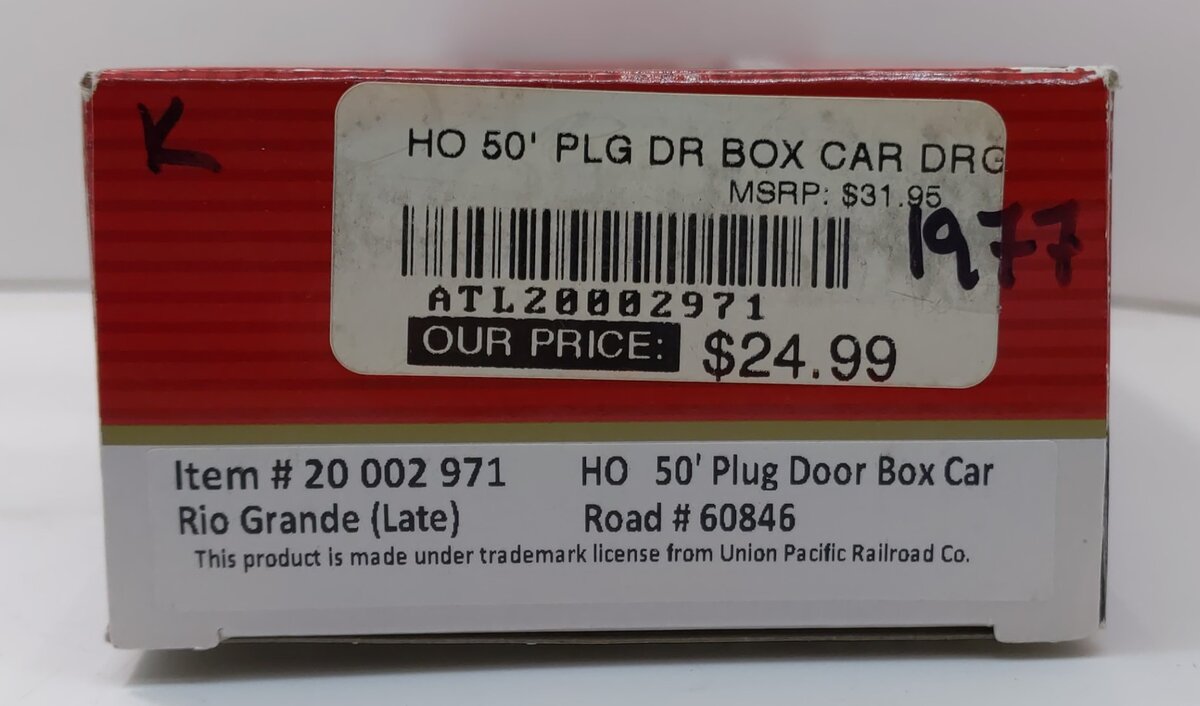 Atlas 20002971 HO Denver & Rio Grande Western 50' Plug-Door Boxcar #60846