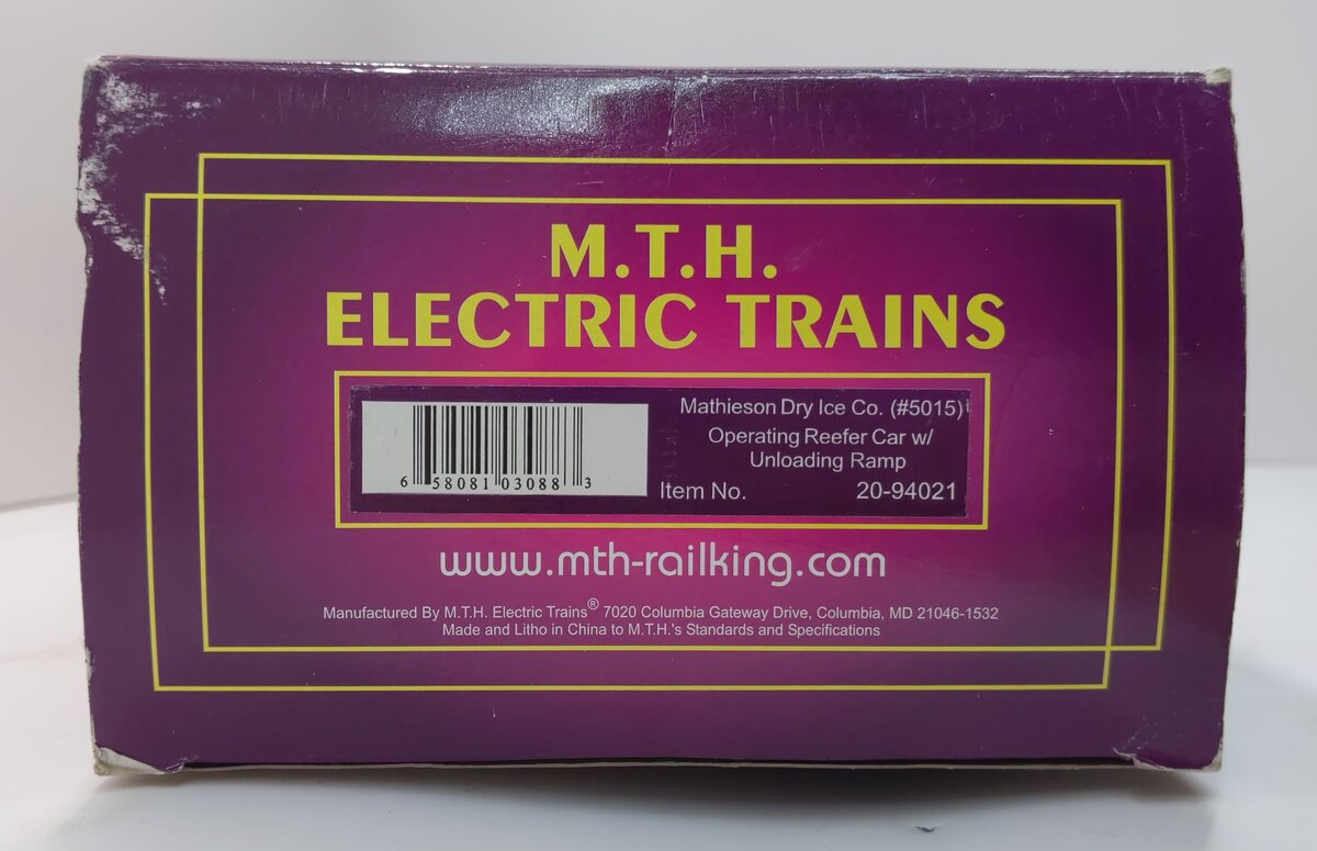 MTH 20-94021 O Mathieson Operating Reefer Car #5018 w/Unloading Ramp
