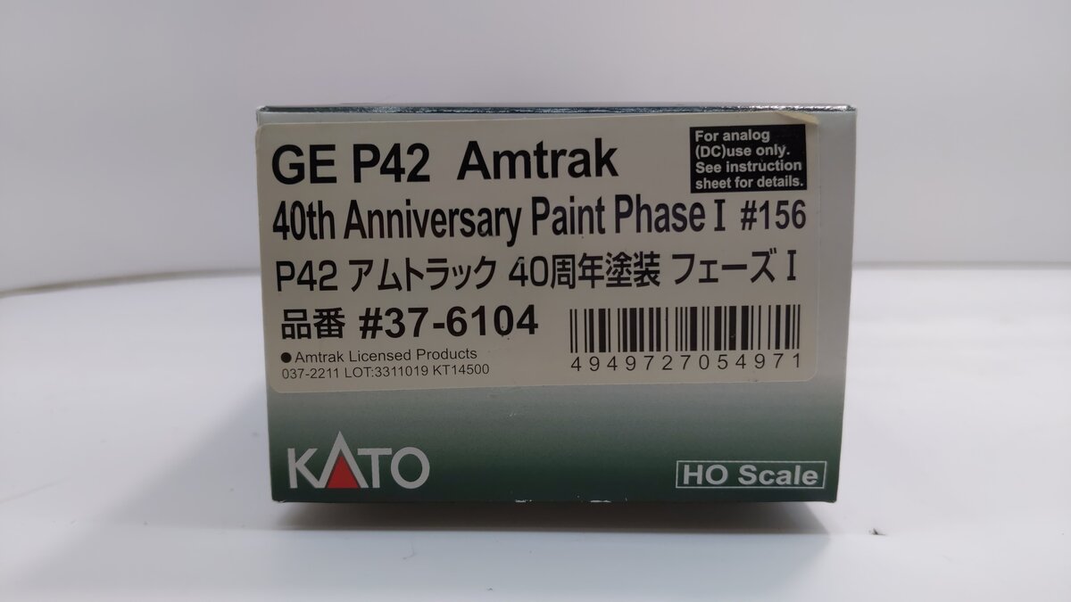 Kato 37-6104 HO Amtrak P42 Phase 1 Diesel Locomotive #156