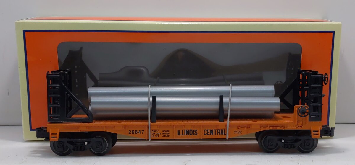 Lionel 6-26647 Illinois Central Bulkhead Flatcar w/Pipes