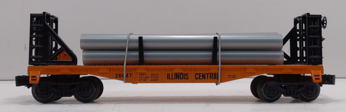 Lionel 6-26647 Illinois Central Bulkhead Flatcar w/Pipes