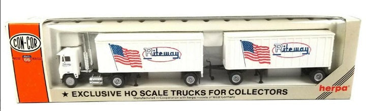 Con-Cor 0004-001026 HO Herpa Riteway Tractor & 27' Twin Trailers Trucking