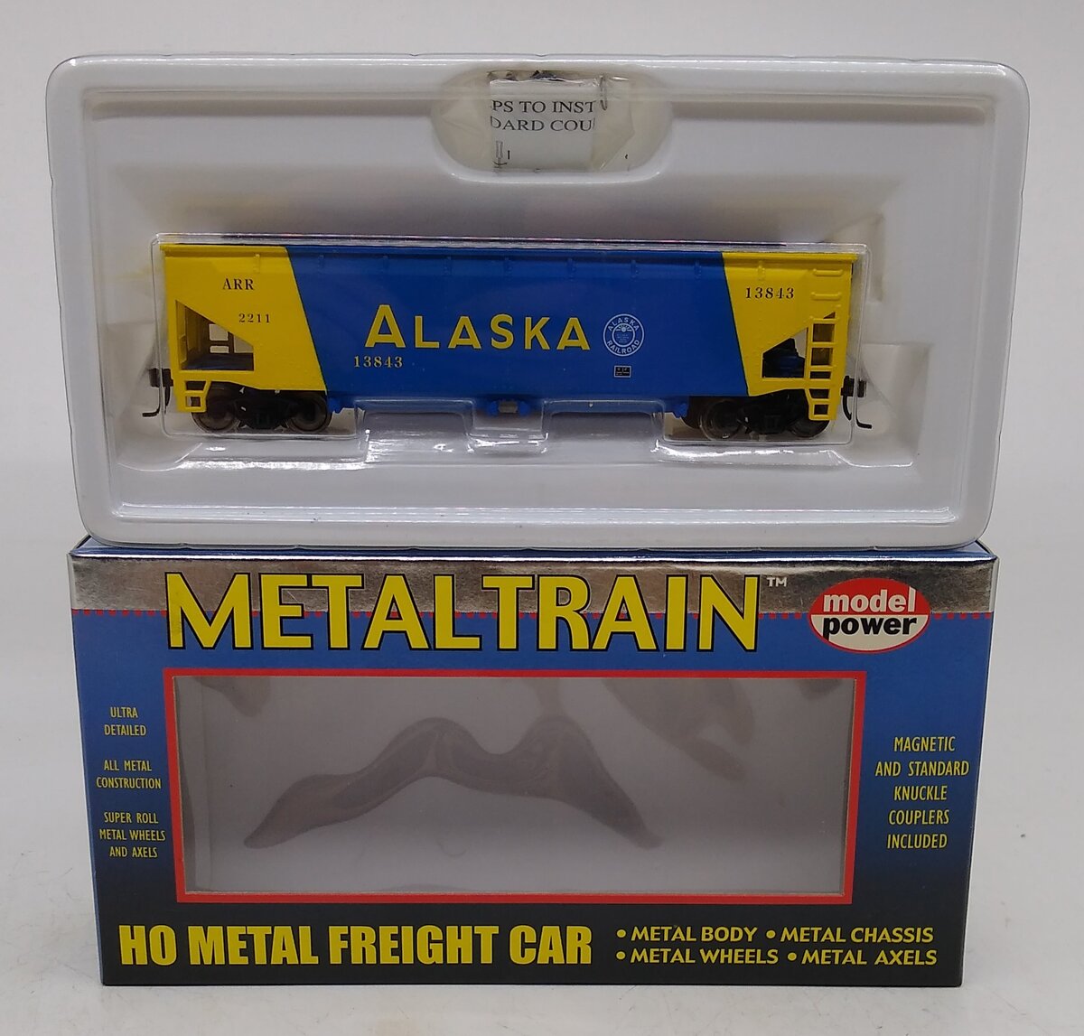 Model Power 2211 HO AAR Alaska 40' Metal Quad Hopper #13843