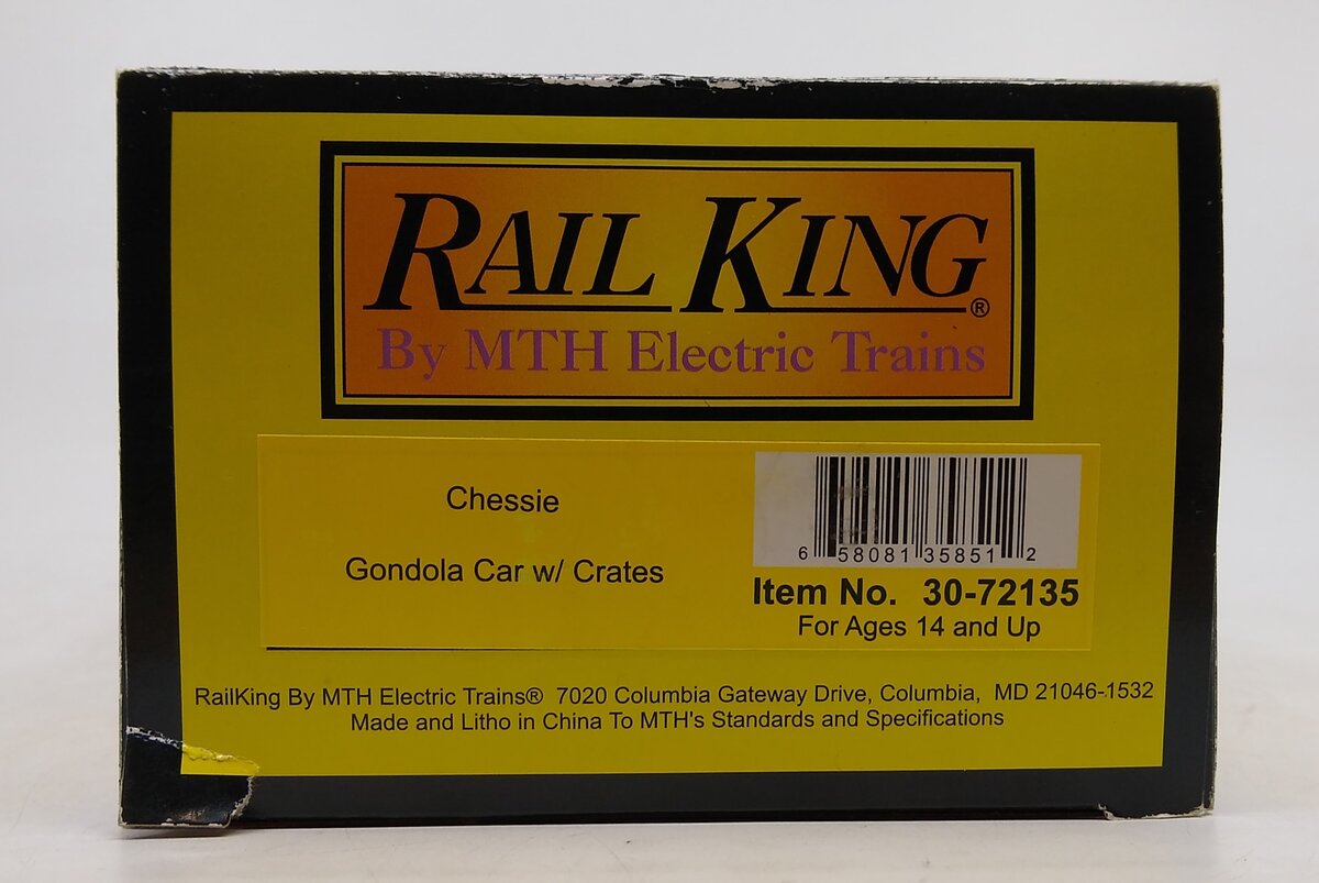 MTH 30-72135 O Chessie RailKing Gondola with Crates #305014