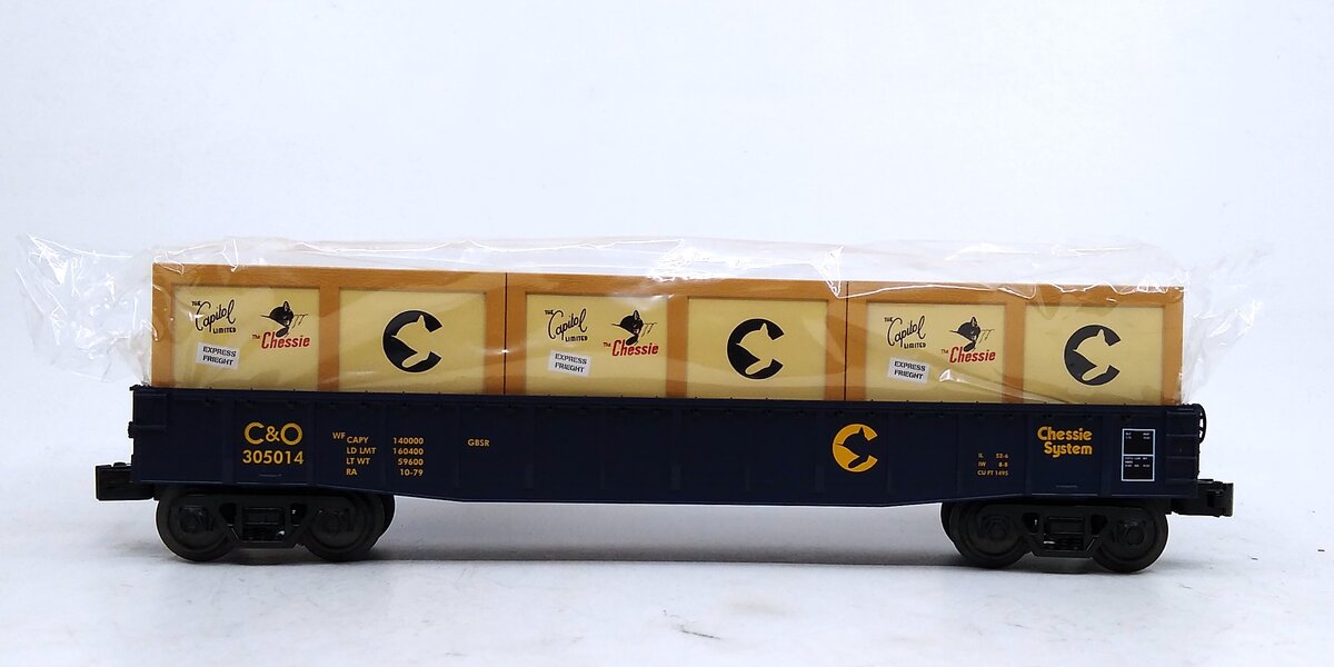 MTH 30-72135 O Chessie RailKing Gondola with Crates #305014