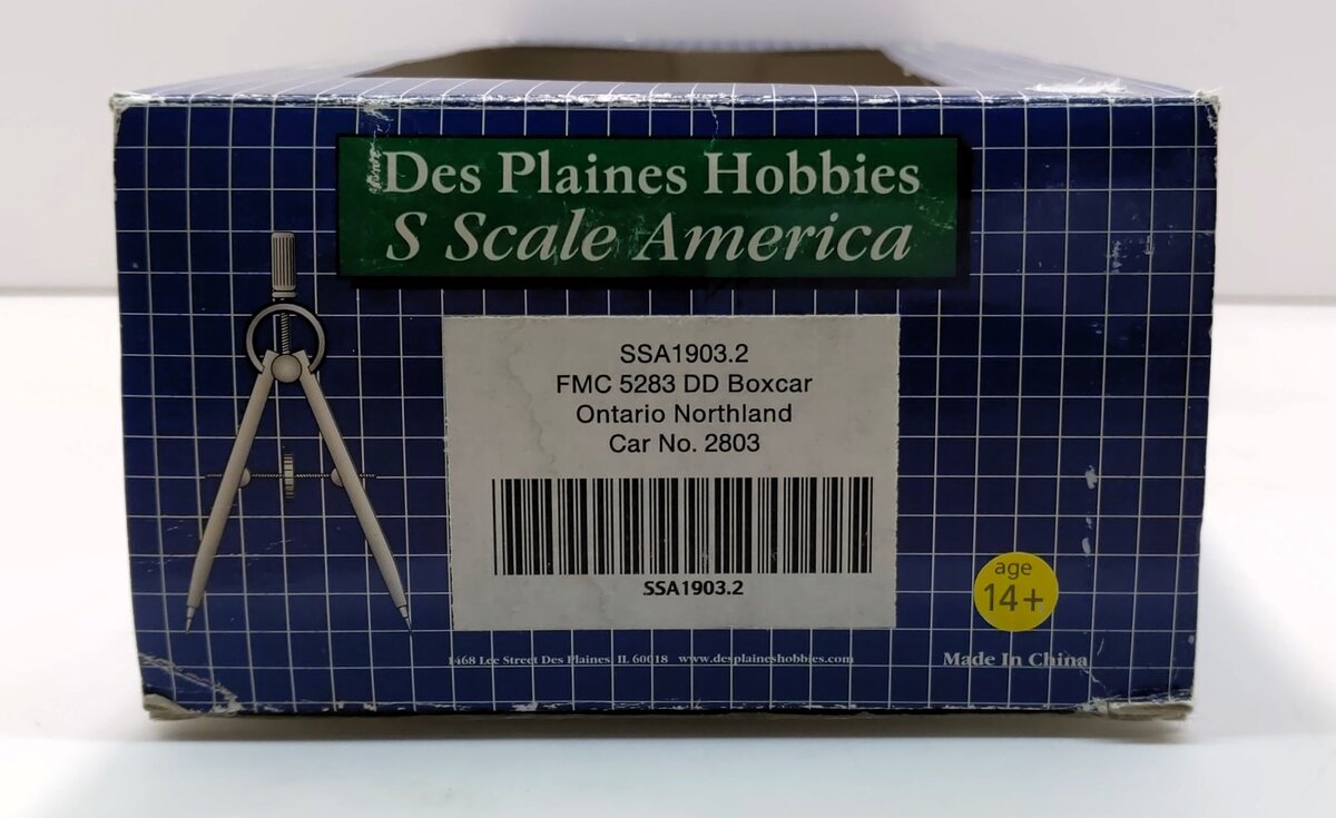 Des Plaines Hobbies SSA1903.2 S Ontario Northland FMC 5283 DD Boxcar #2803 VG/Box