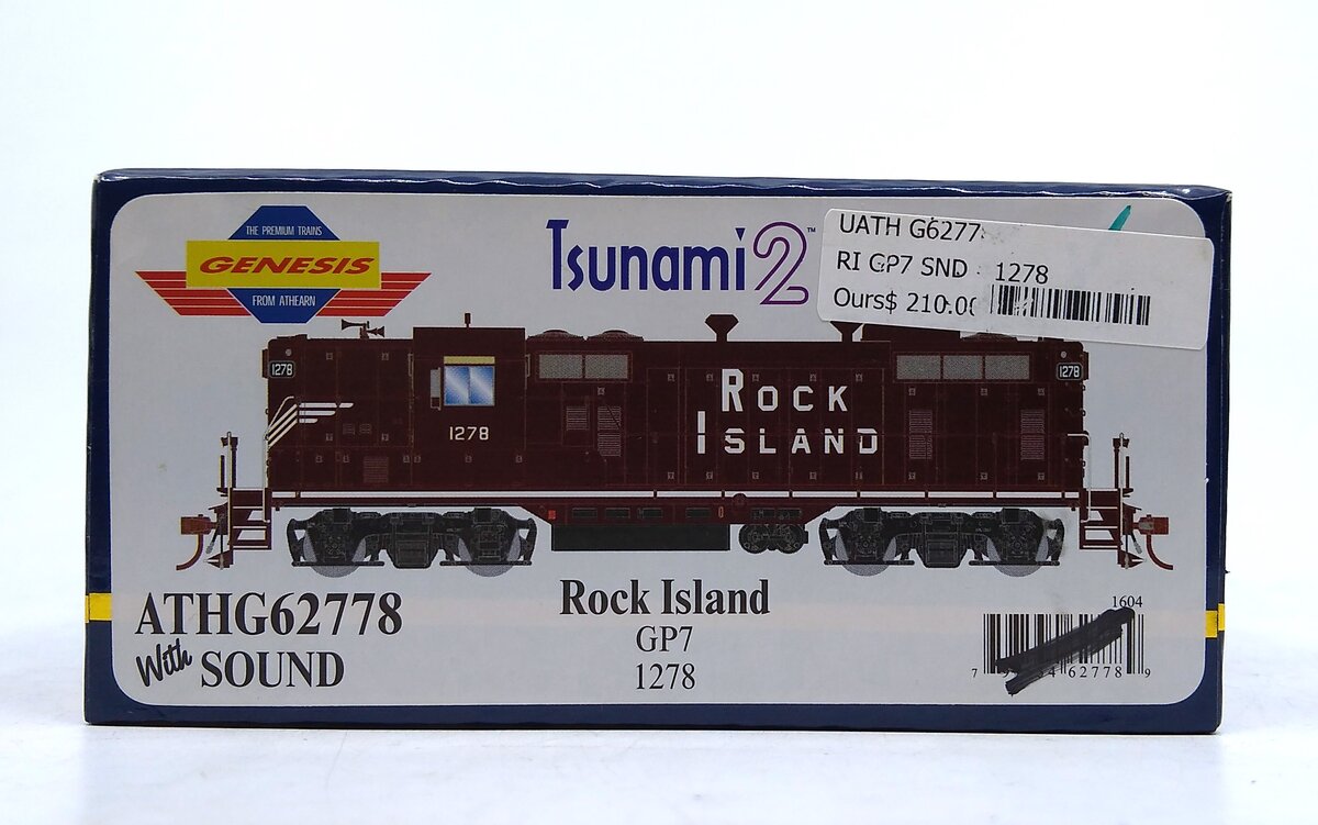Athearn G62778 HO Rock Island GP7 Diesel Locomotive w/DCC & Sound #1278