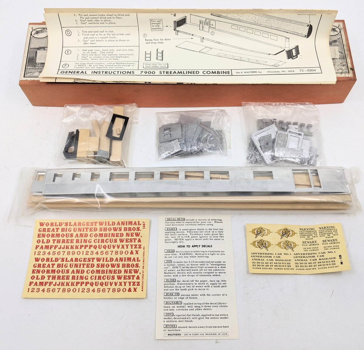 Walthers 933-7903 HO Circus Animal Car Special Limited Run July 1983 Kit