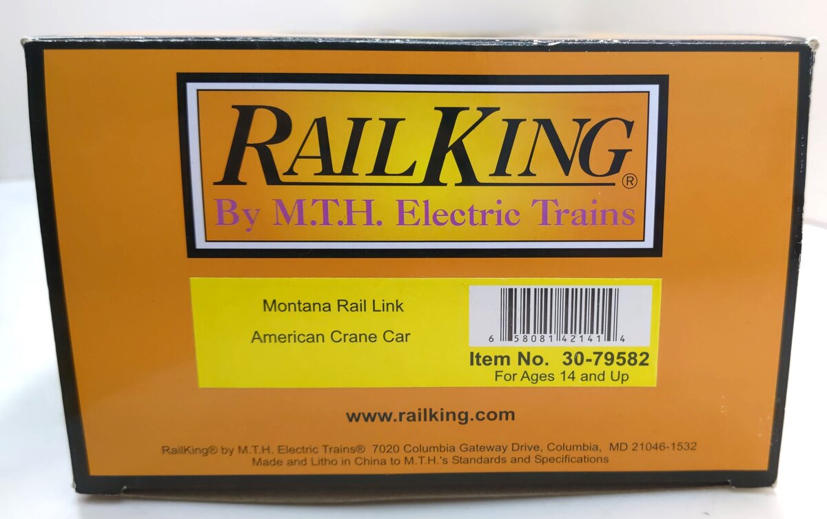 MTH 30-79582 O Montana Rail Link RailKing American Crane Car #100855