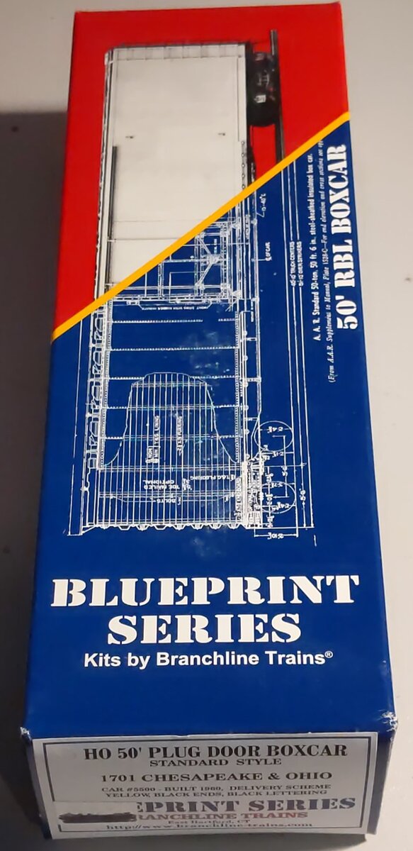 Branchline 1701 HO Scale Chesapeake & Ohio 50' Plug Door Boxcar Kit #5500