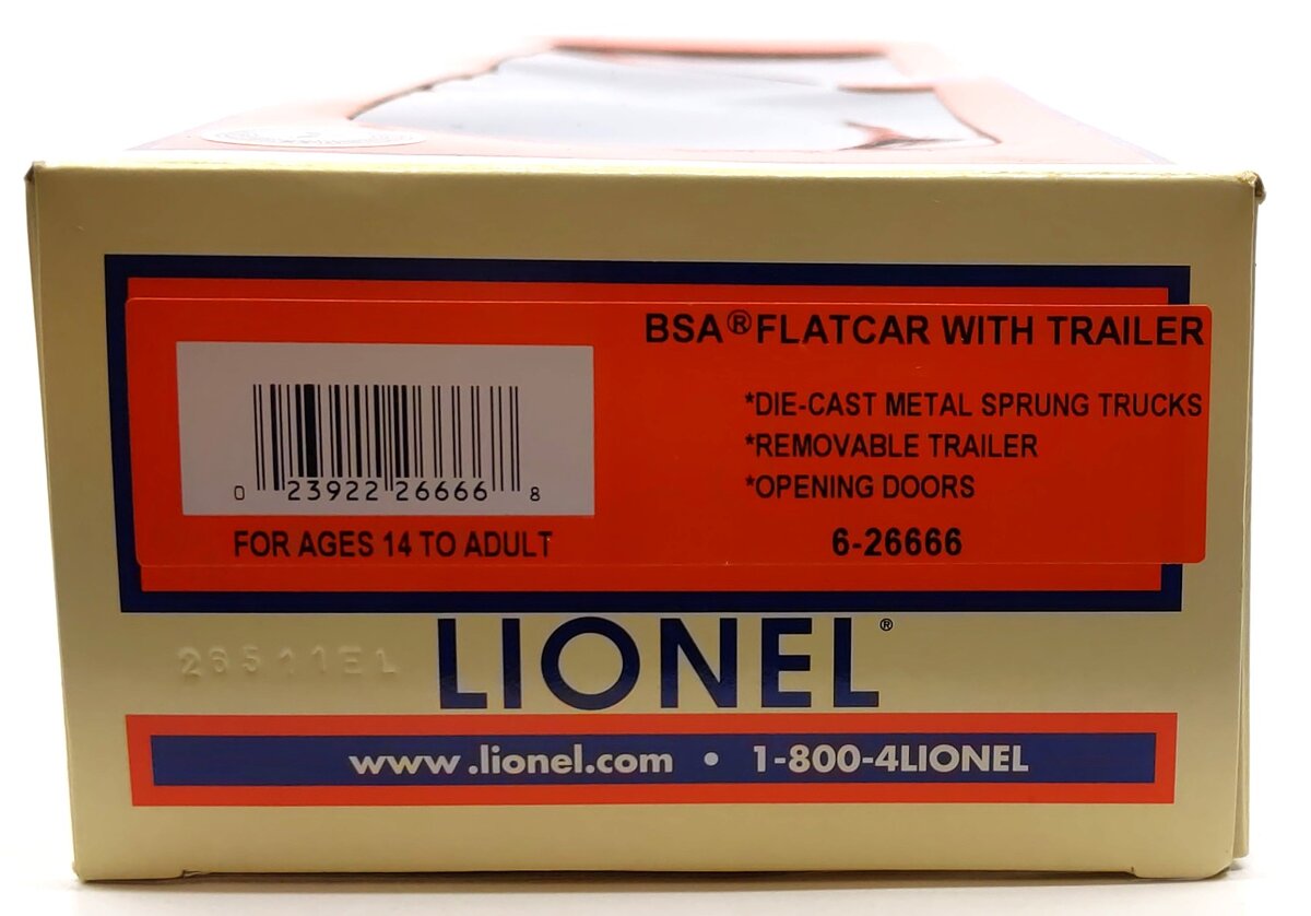 Lionel 6-26666 O Boy Scouts Of America® (BSA) Flatcar w/Tractor Trailer