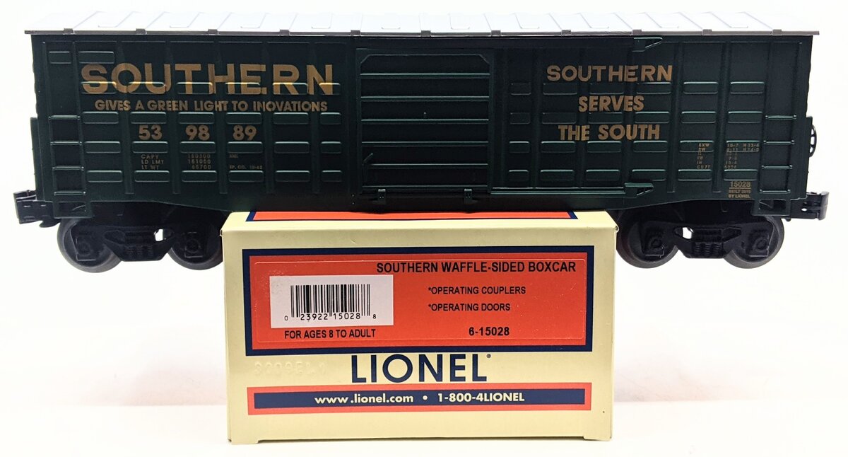 Lionel 6-15028 O Gauge Southern Waffle-Side Boxcar #539889