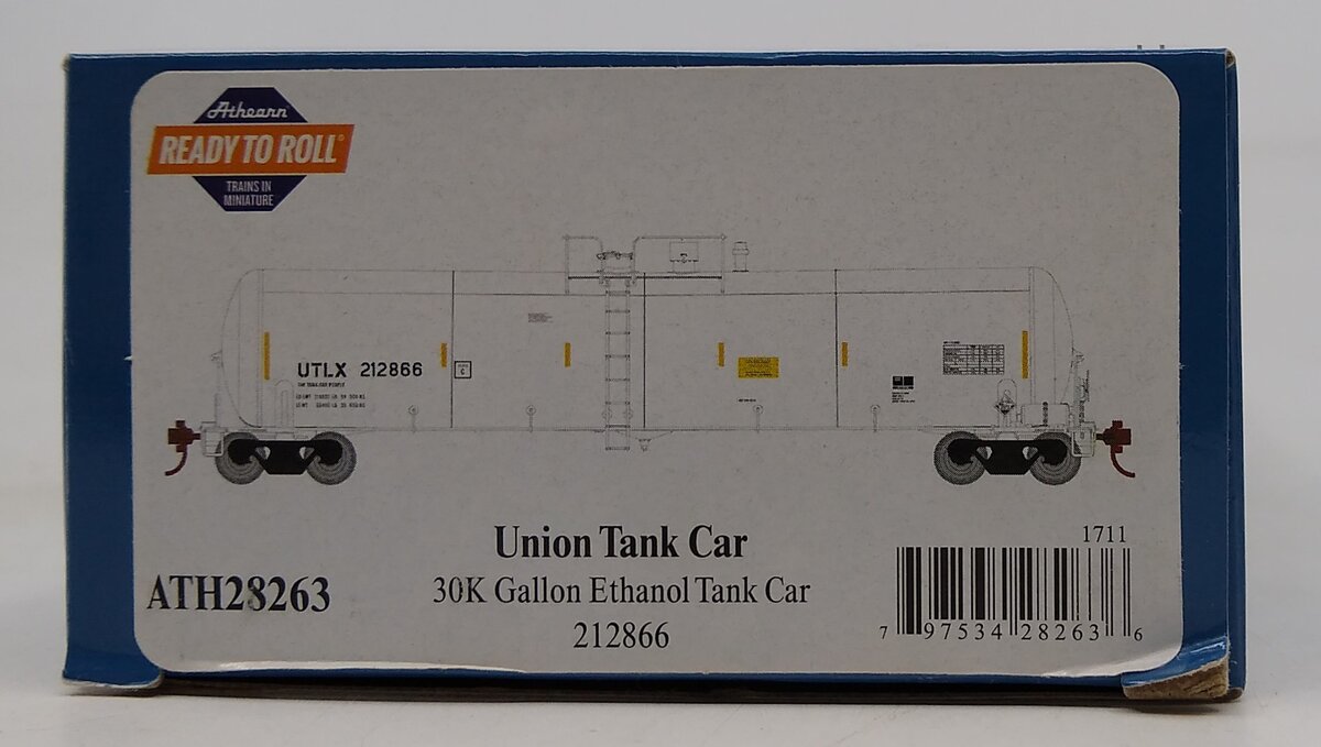 Athearn 28263 HO UTLX RTR 30,000 Gallon White Ethanol Tank Car #212866