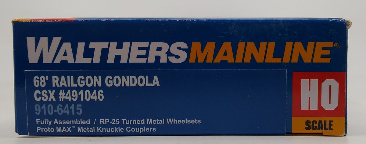 Walthers 910-6415 HO CSXT Ready to Run 68' Railgon Gondola #491046