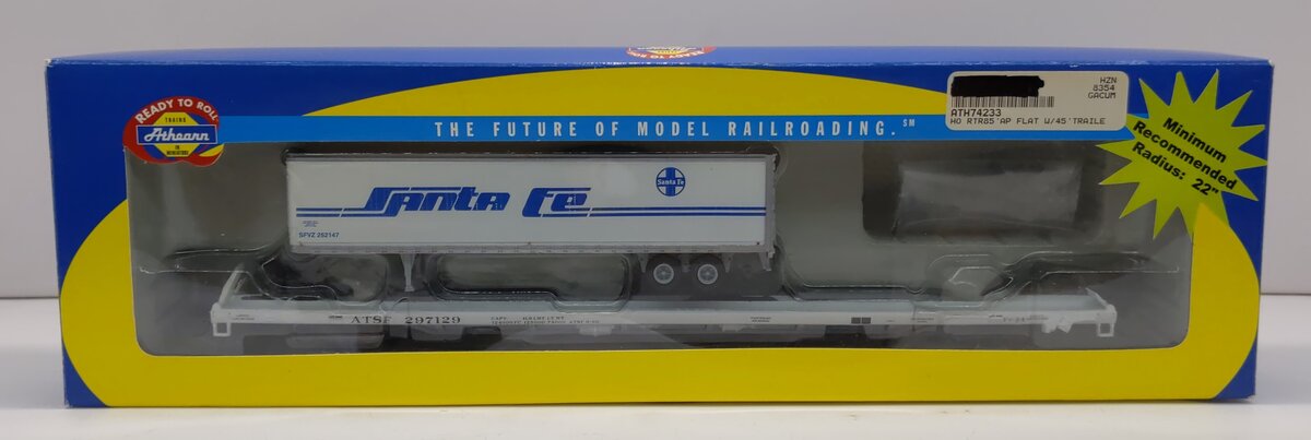 Athearn 74233 HO Santa Fe 85' AP Flat w/45' Trailer #297129 - RTR