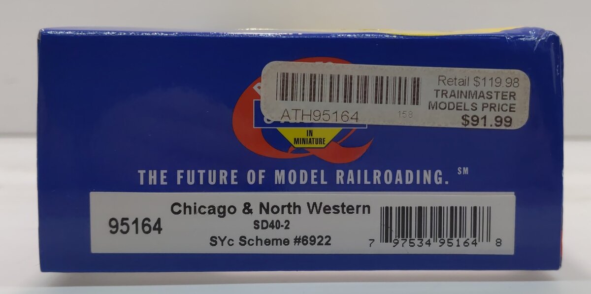 Athearn 95164 HO C&NW/Zito Yellow RTR SD40-2 Diesel Locomotive #6922