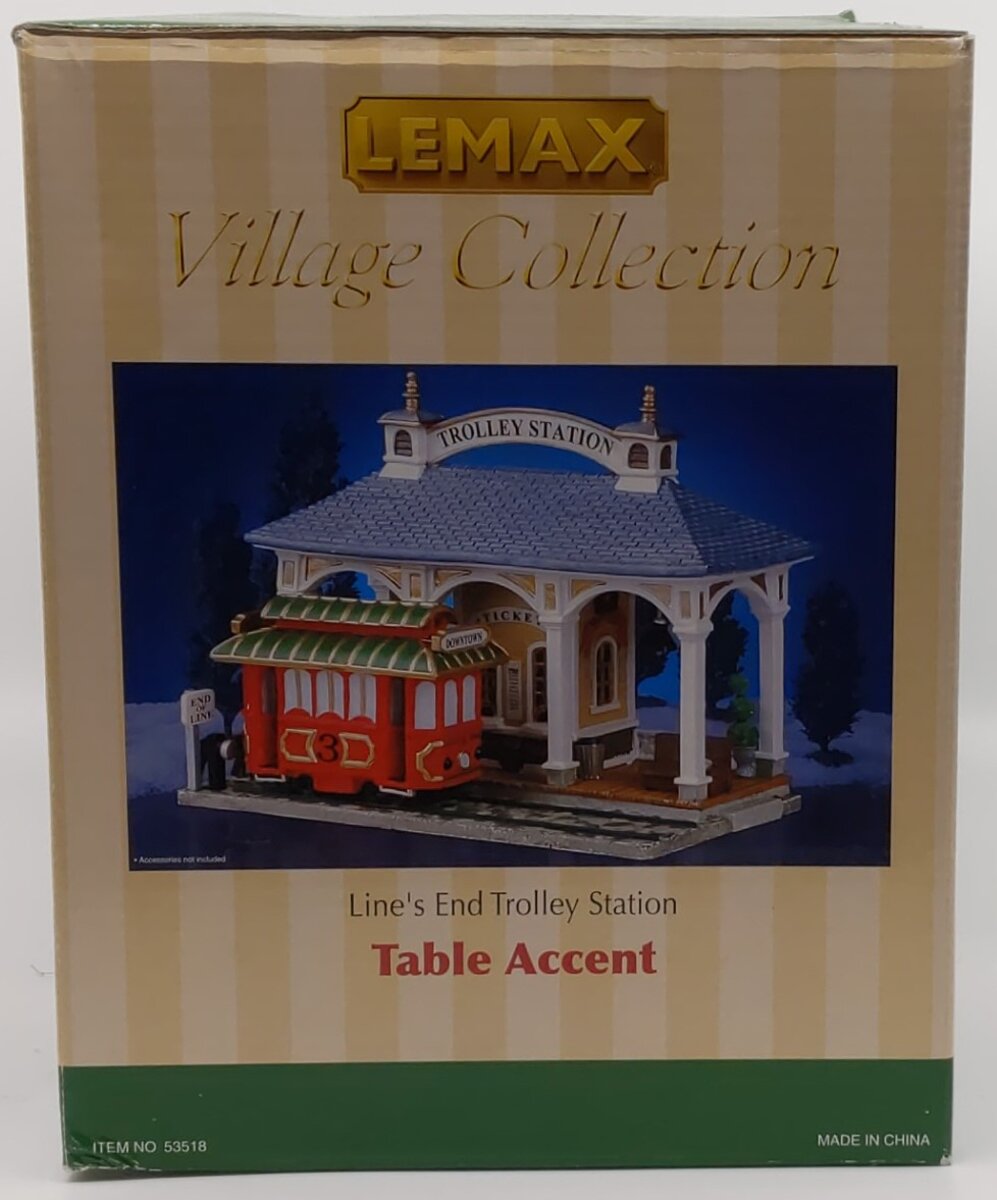 Lemax 53518 Line's End Trolley Station Table Accent EX/Box