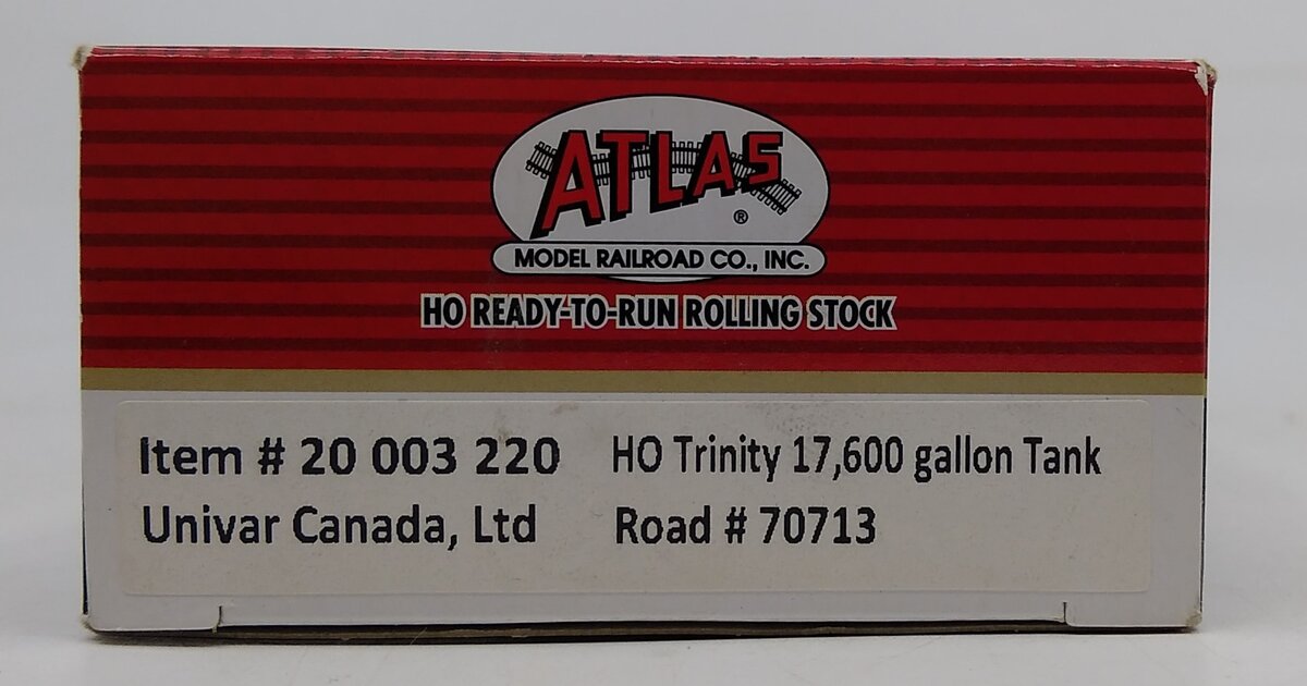 Atlas 20003220 HO Univar Canada, Ltd. 17,600 Gallon Corn Syrup Tank Car #70713
